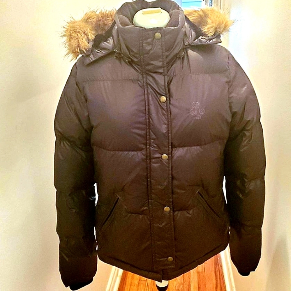 Polo Jeans Company Ralph Lauren Down Jacket Women's Black Large Hood